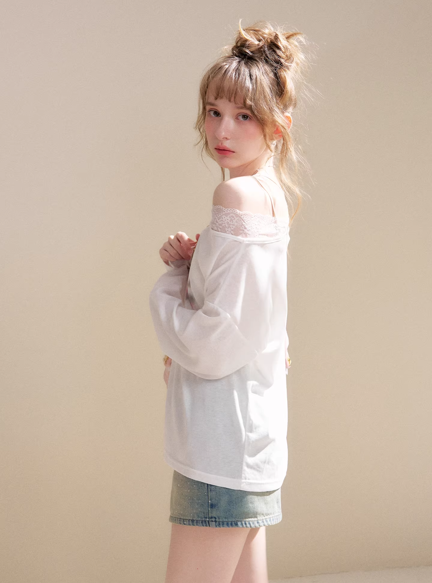 Kroche KE4054 Off shoulder lace top