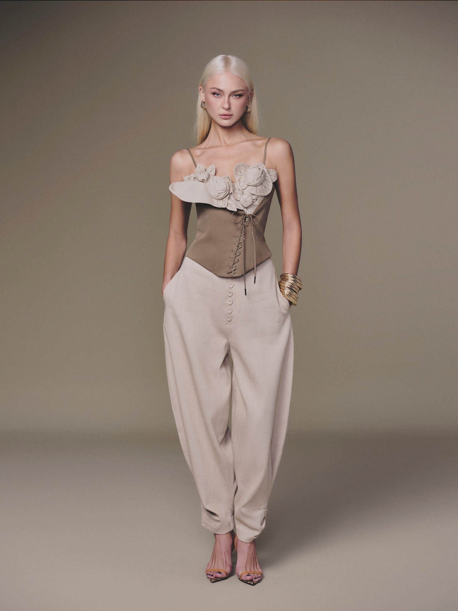KEIRA TONG Petal Bustier Top & Baggy Pant