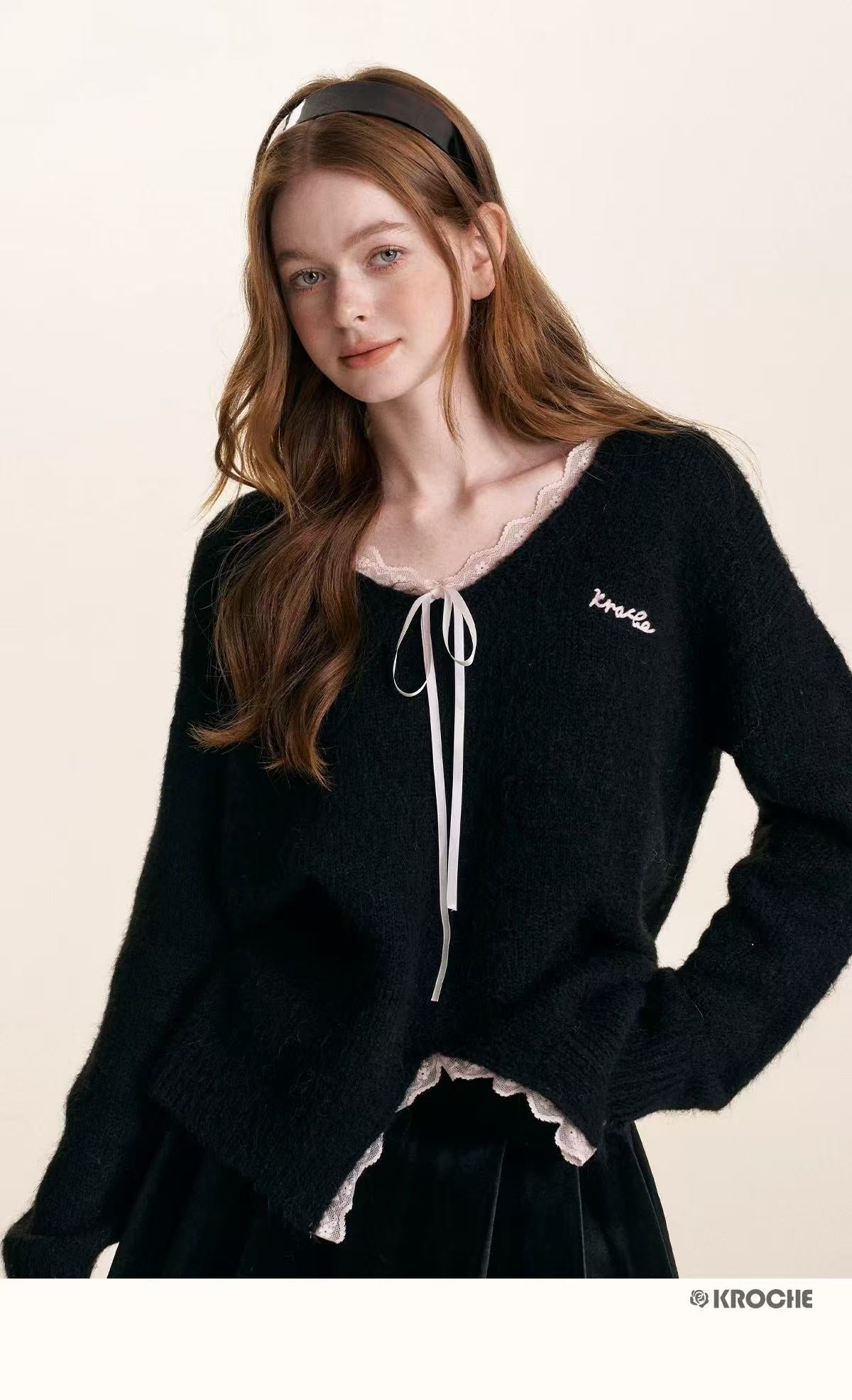 Kroche Lace patchwork embroidered sweater