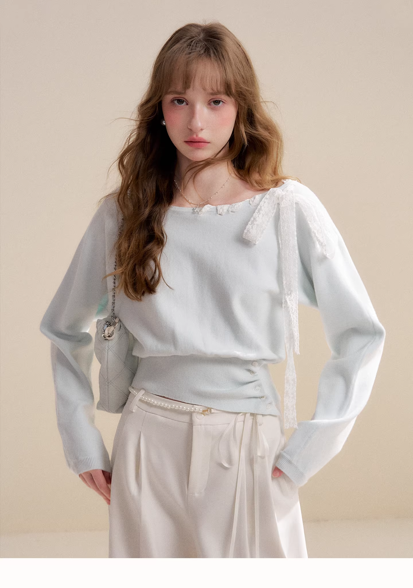 Kroche KP2075 Lace ribbon knitted top