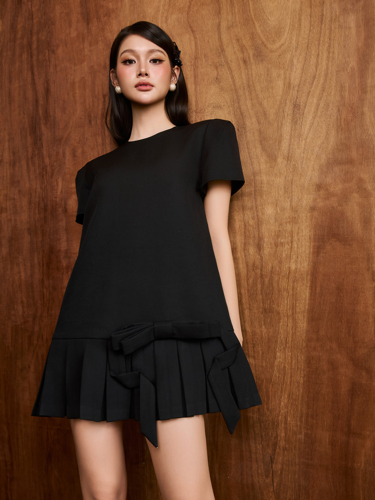 COLIN Black Split-Hem Dress