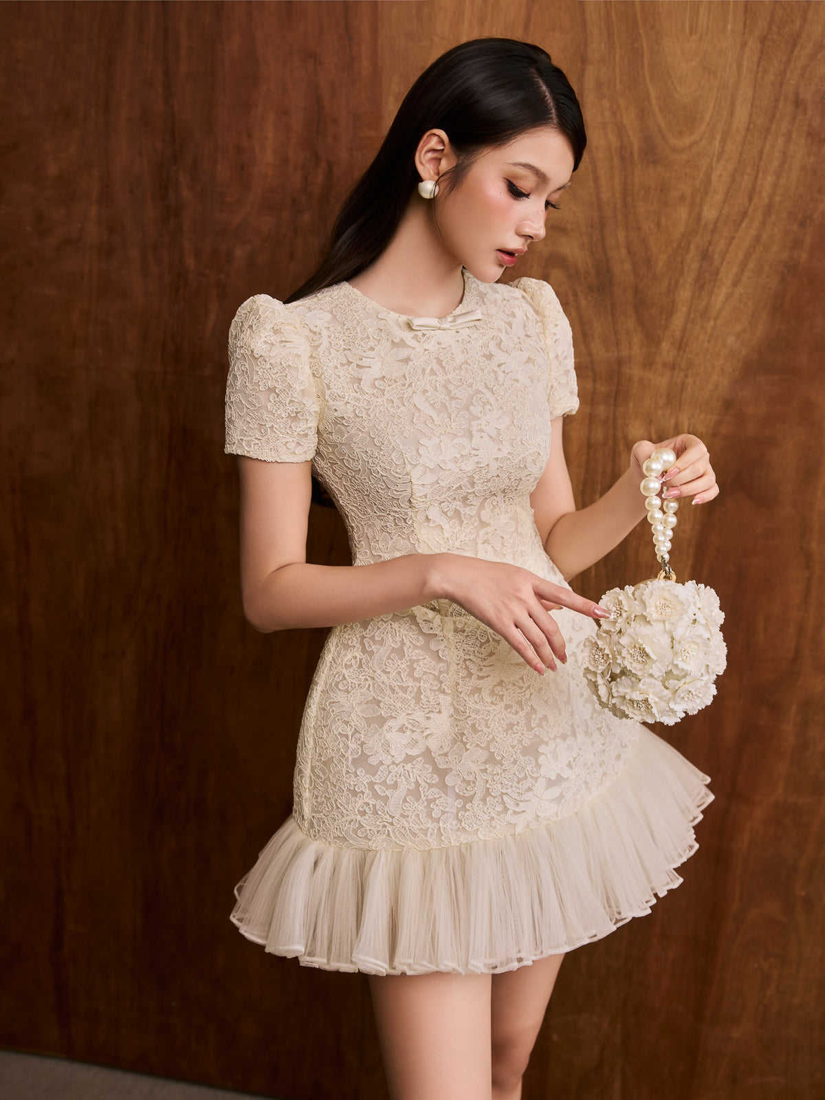 COLIN Lace Mermaid Short Dress