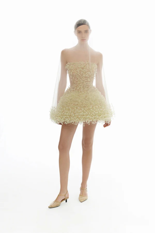 Montsand Flowers Mini Dress-Lime