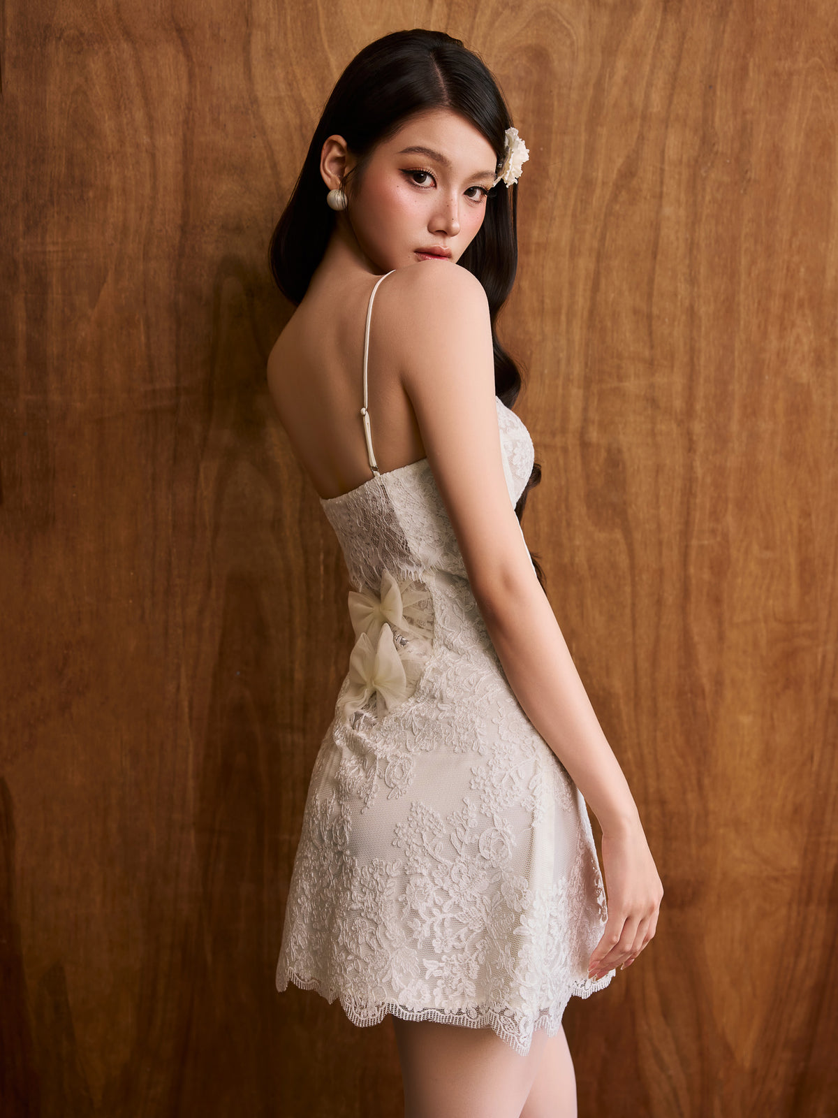 COLIN White Lace Cami Dress