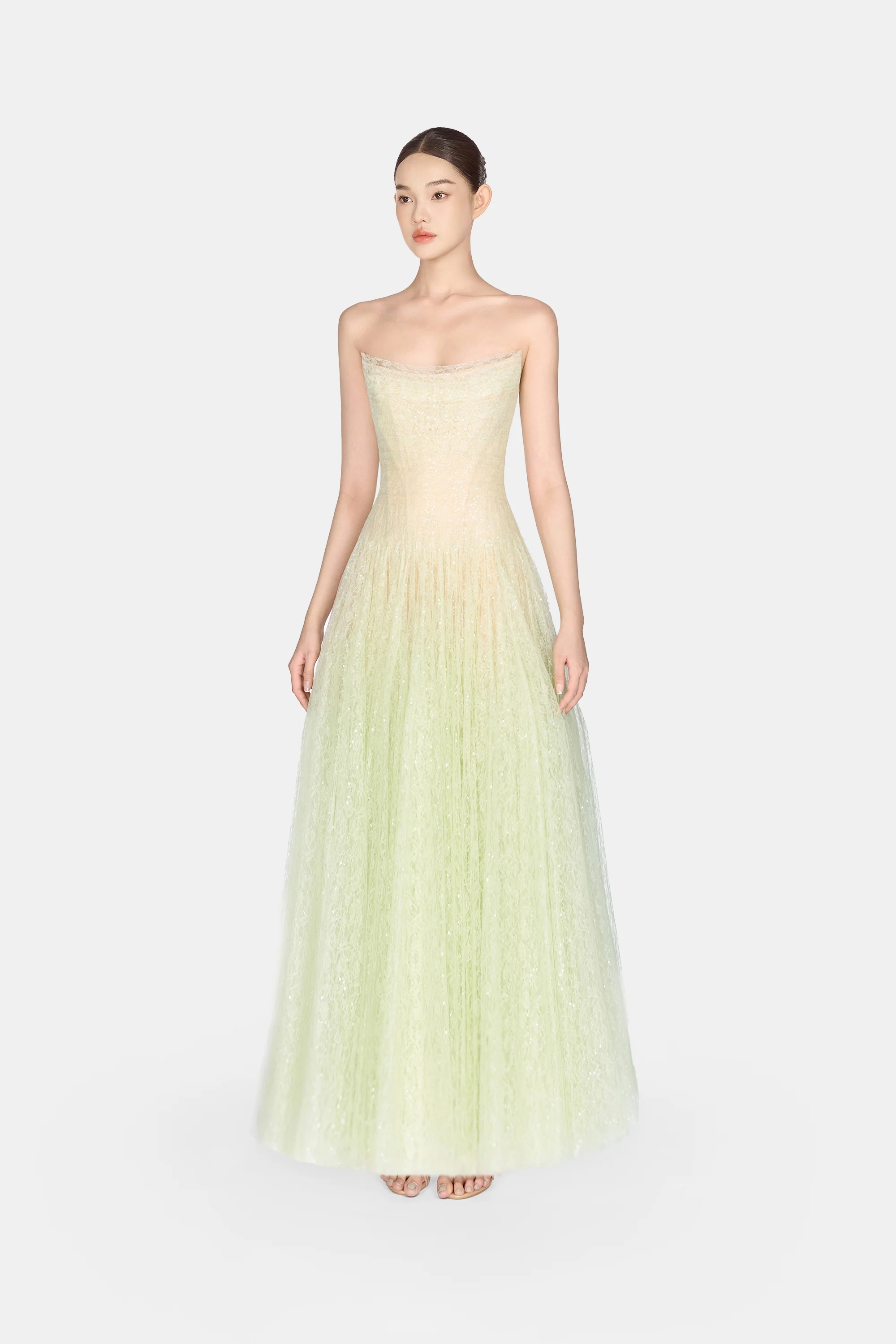 Montsand Draped Lace Maxi Dress-Mint