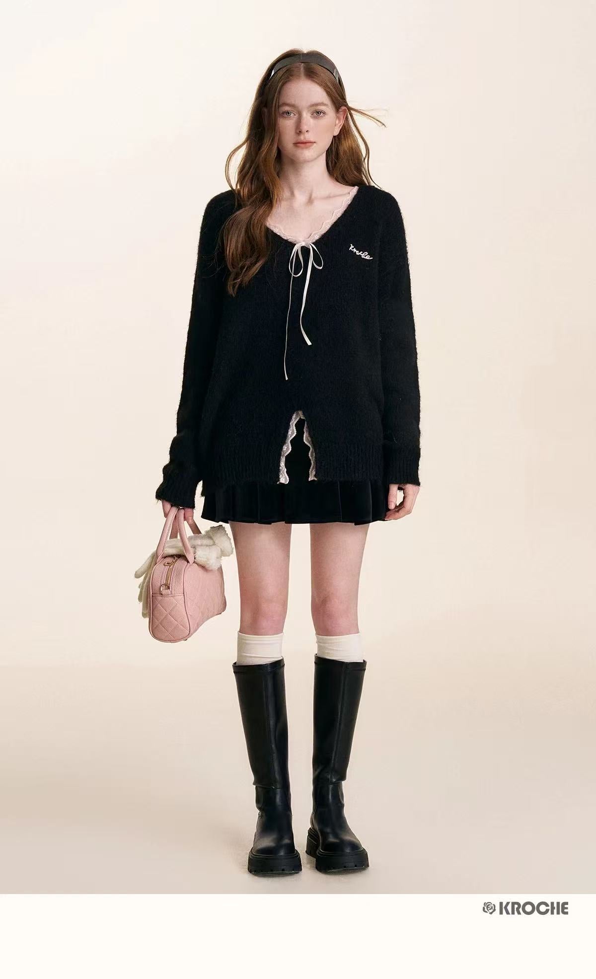 Kroche Lace patchwork embroidered sweater