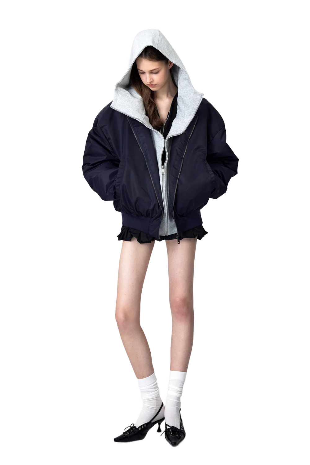 YJ1NGZYZJ Oversized Bomber Jacket In Blue