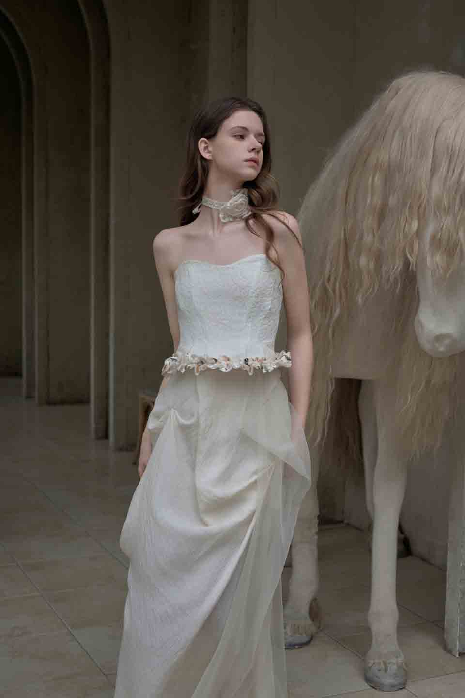 Crow Crew White sleeveless corset dress