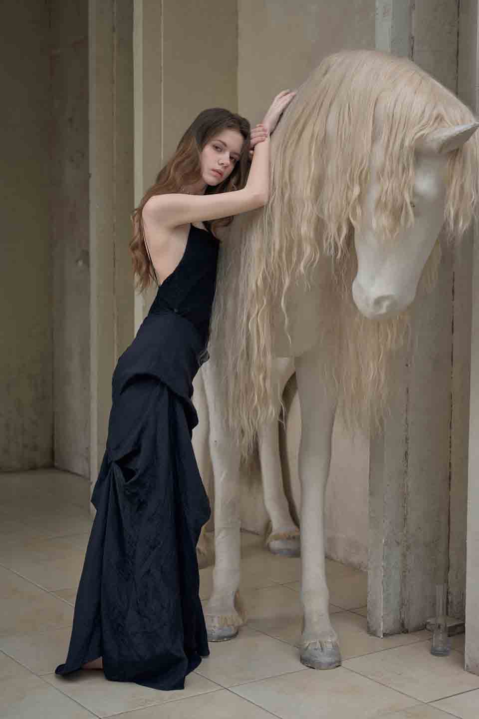 Crow Crew Black dark patten camisole dress