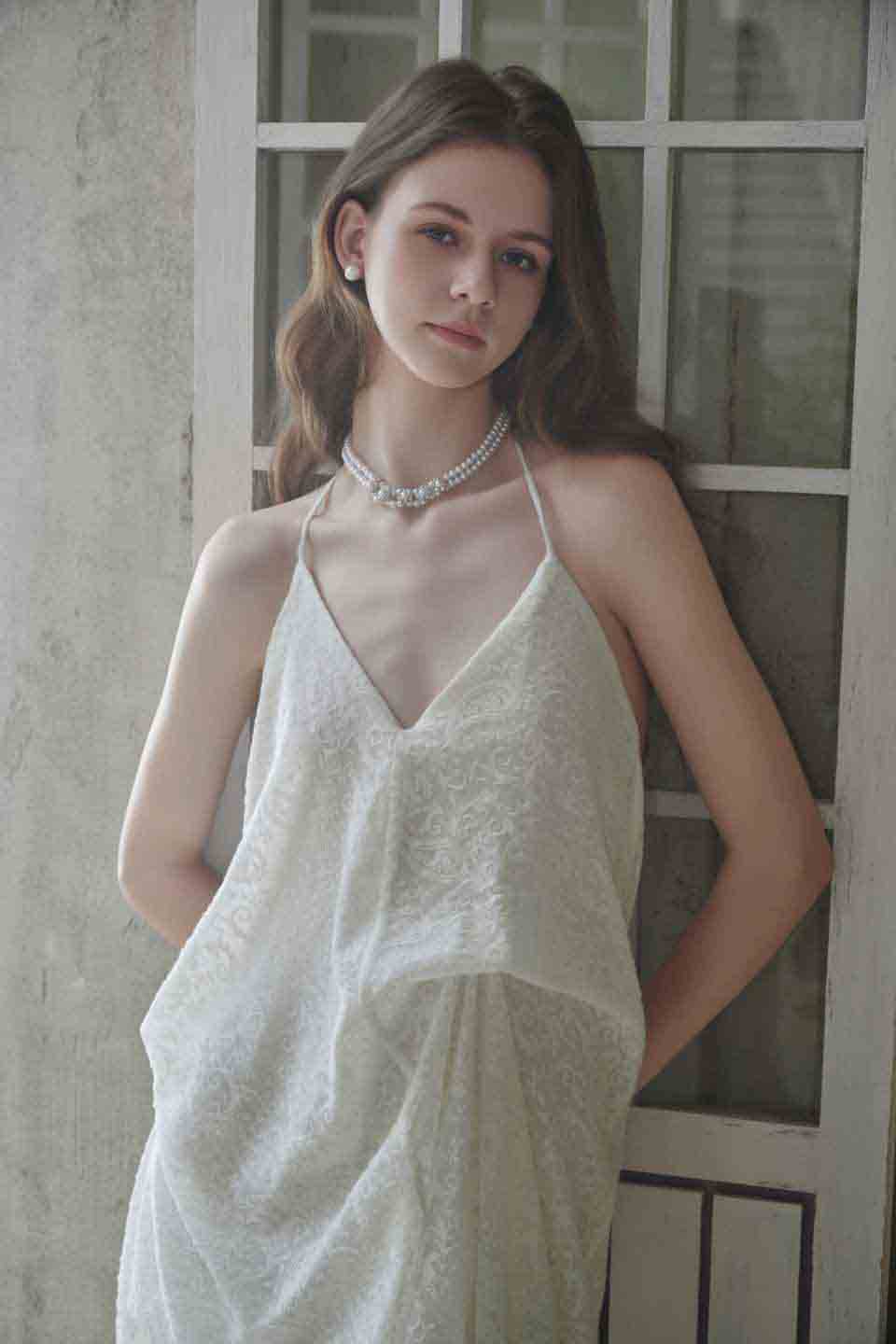 Crow Crew V-neck pleated camisole dress