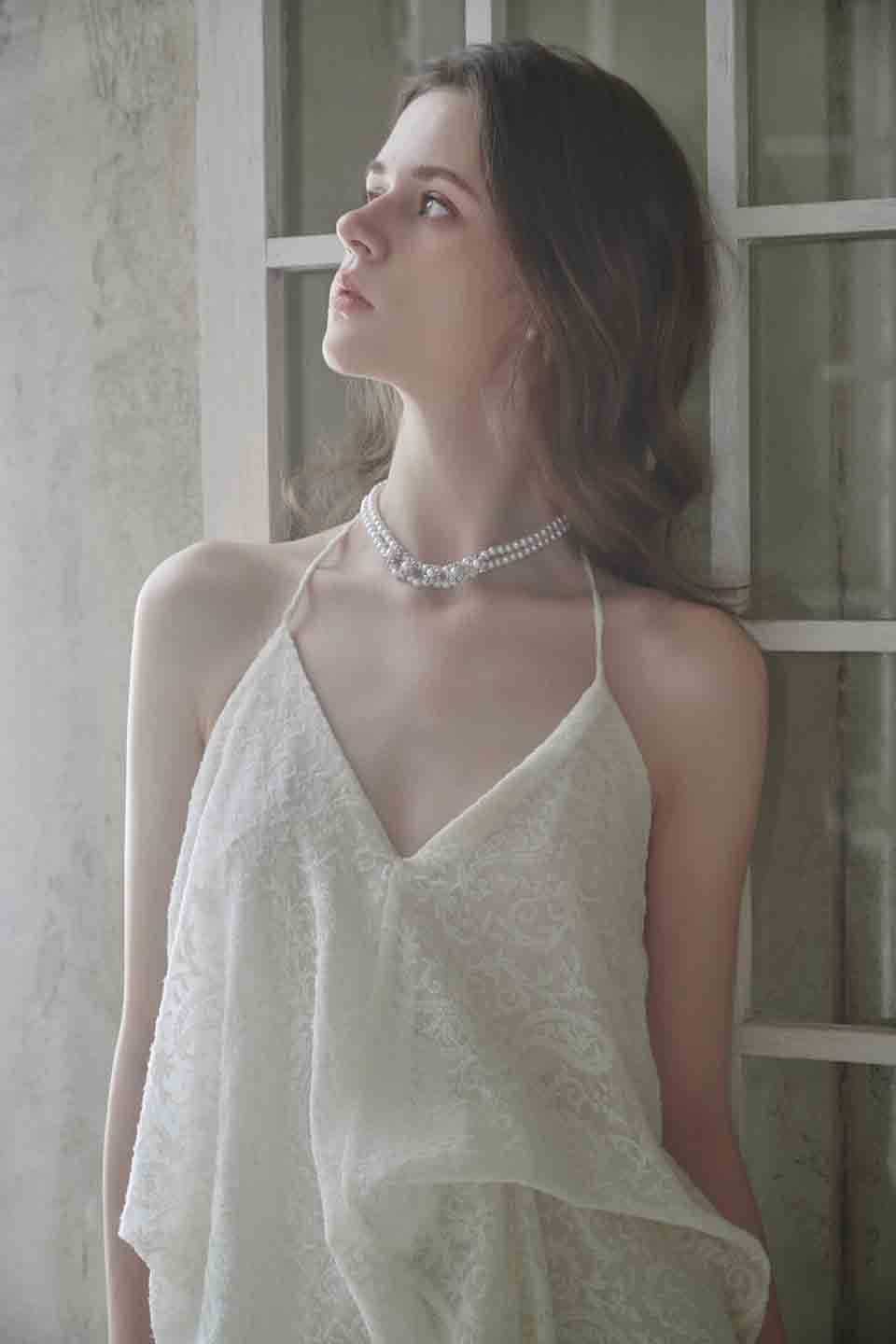 Crow Crew V-neck pleated camisole dress