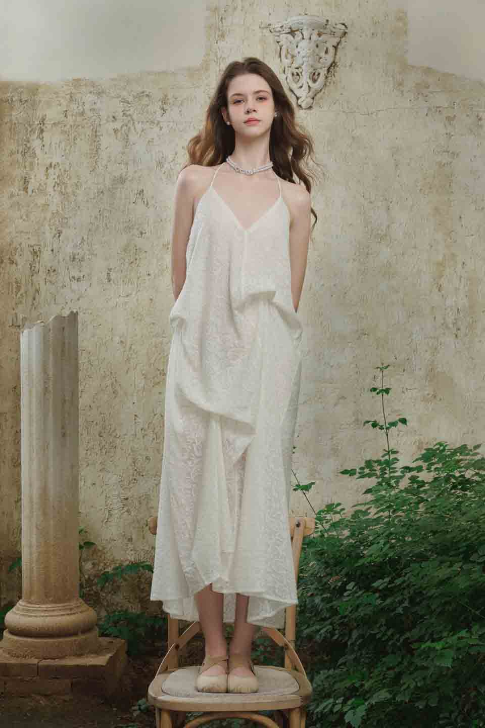 Crow Crew V-neck pleated camisole dress