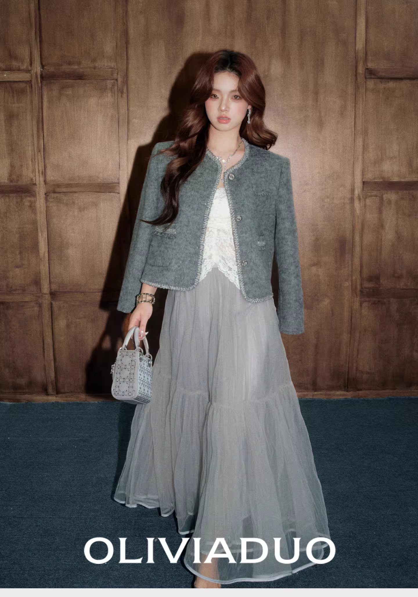 OLIVIA DUO DSY25398 Gray Bouclé Set(SEPERATE)