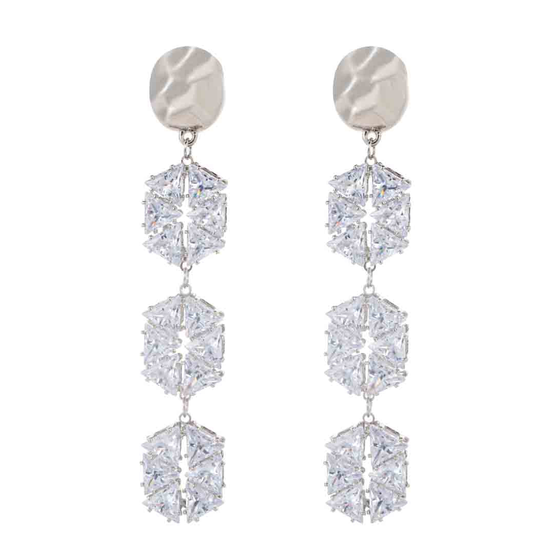 Wardrobes by chen Diamond studded tassel earrings