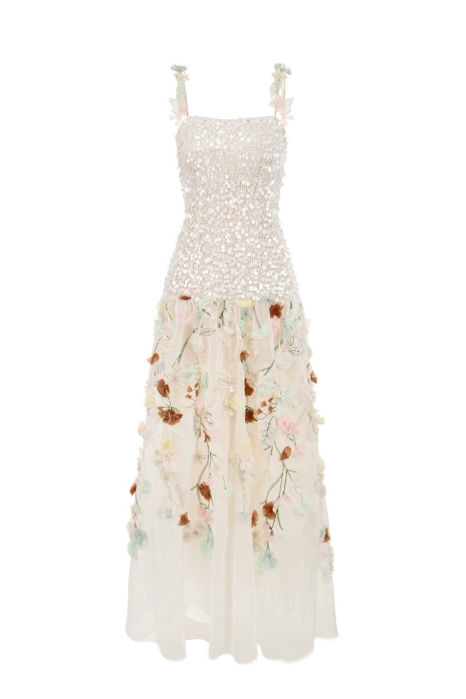 Wardrobes by chen 3D embroidered bead strap dress