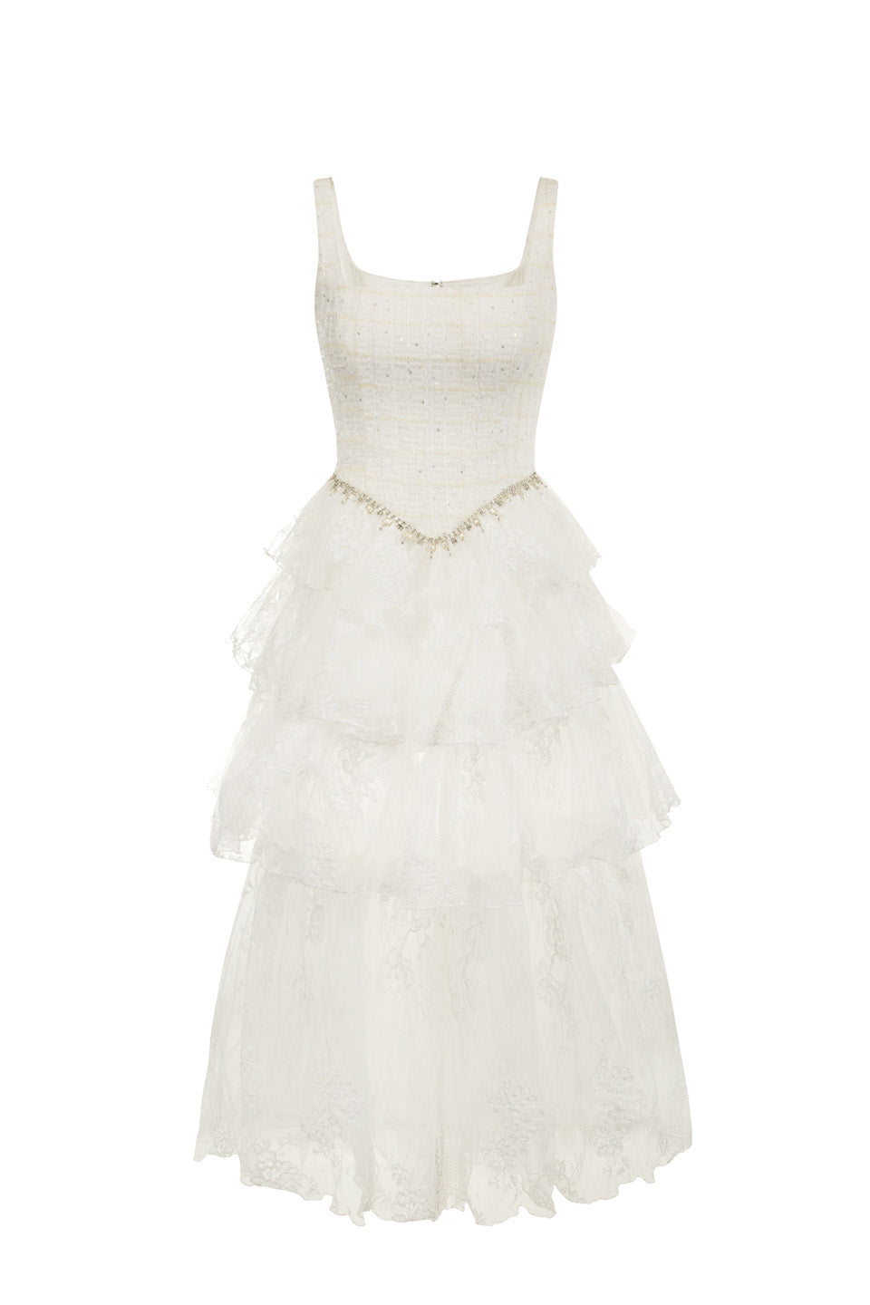 Wardrobes by chen Square collar lace tiered dress