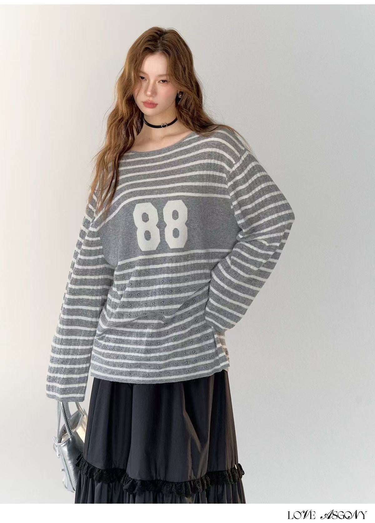 AsGony ASG24724 Striped knitted top