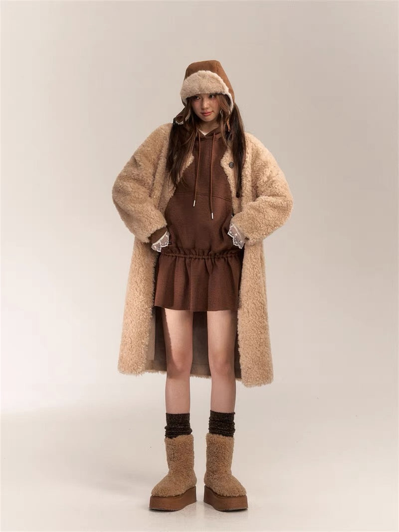 AsGony ASG24630 Hoodie Dress(2color)