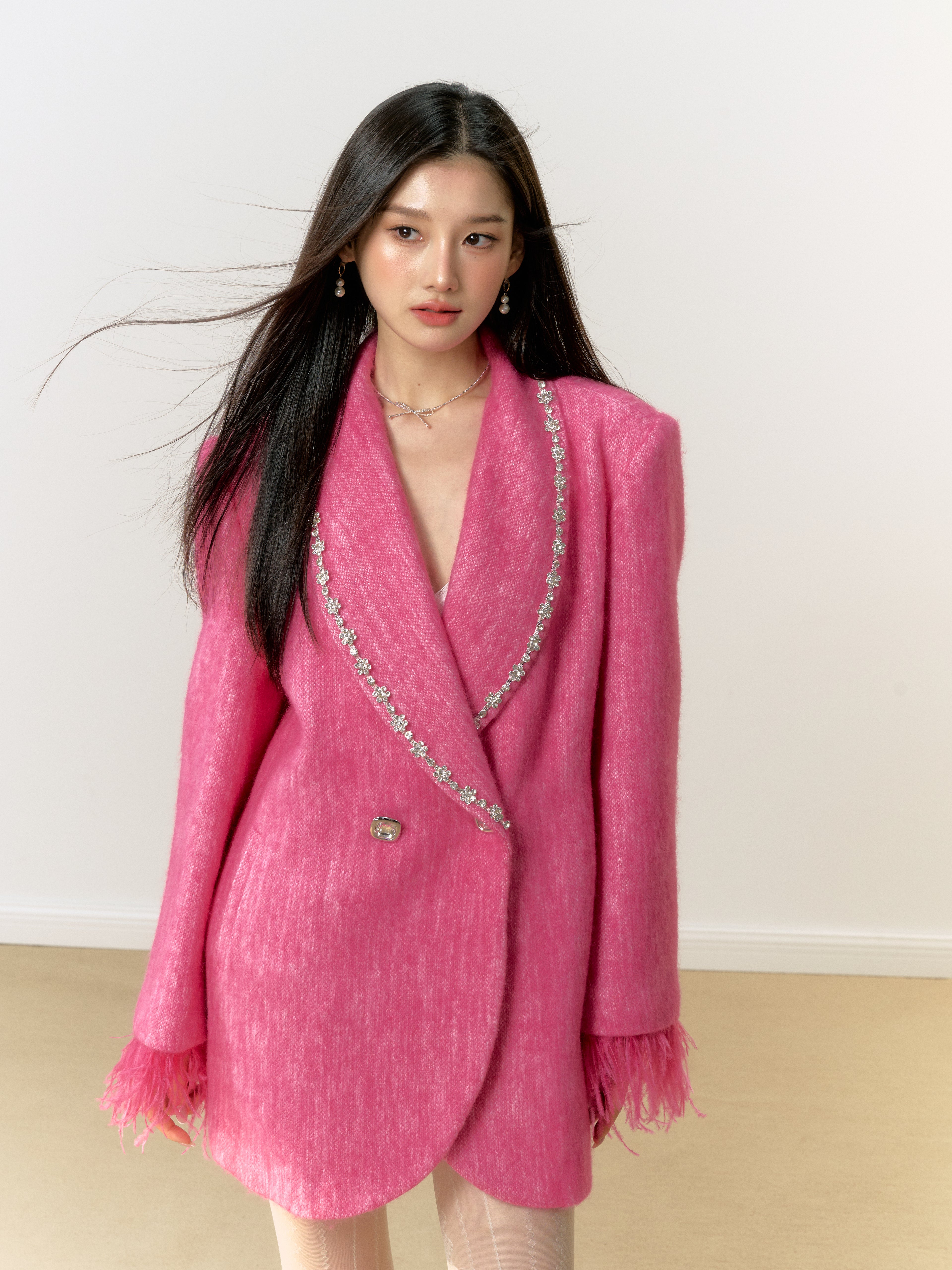 Lafreedom Feather Collar Oversize Coat(2color)