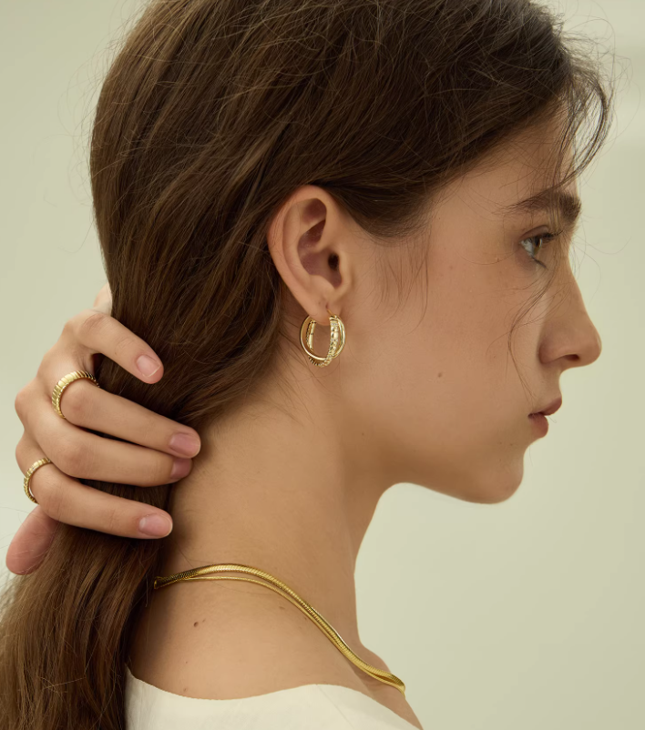 ARSIS Snake bone double-layer earrings