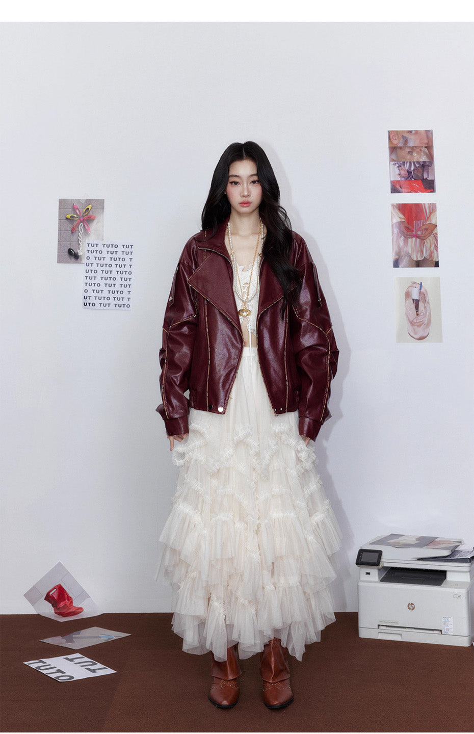 Tut tuto Loose collared motorcycle leather jacket