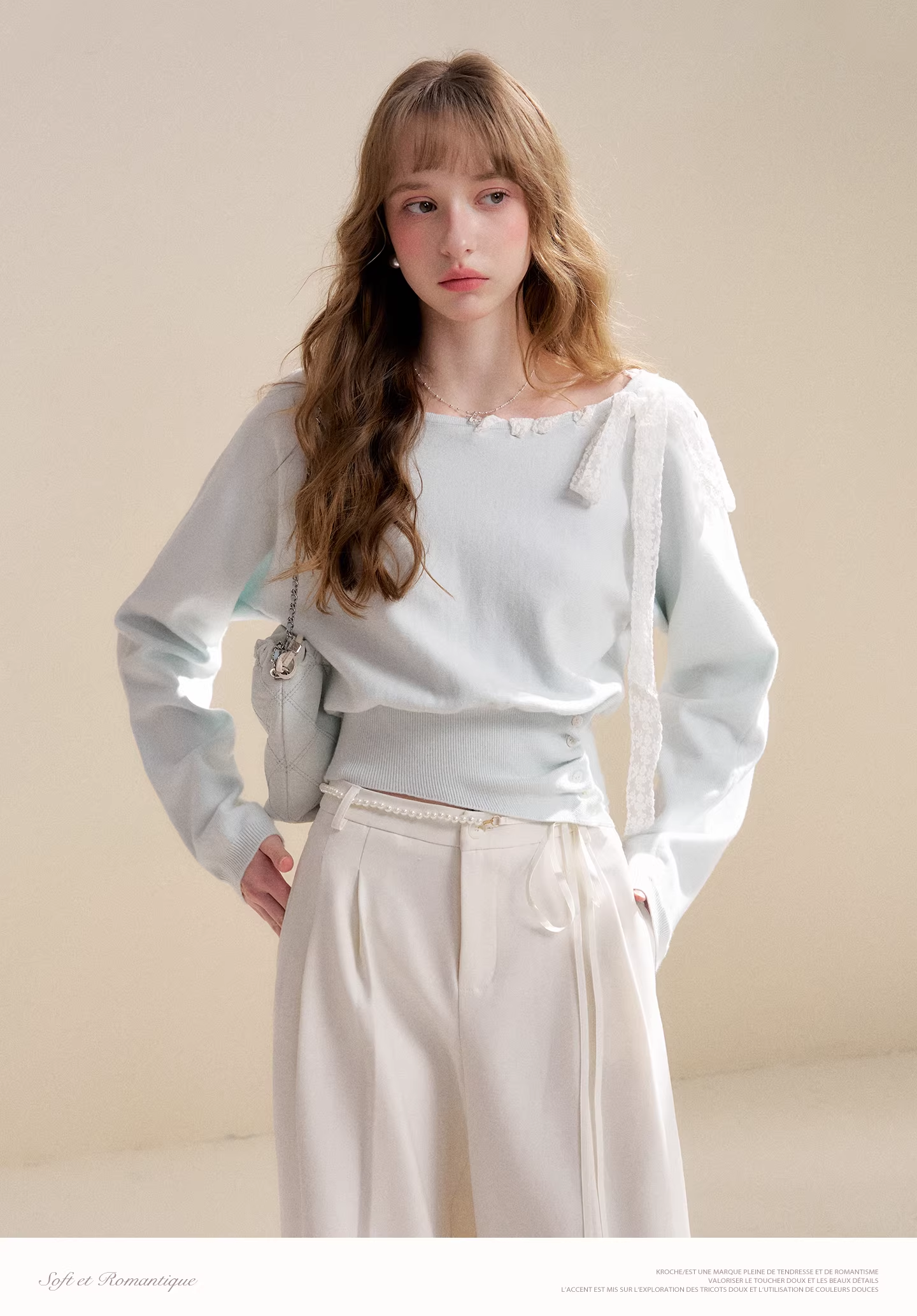 Kroche KP2075 Lace ribbon knitted top