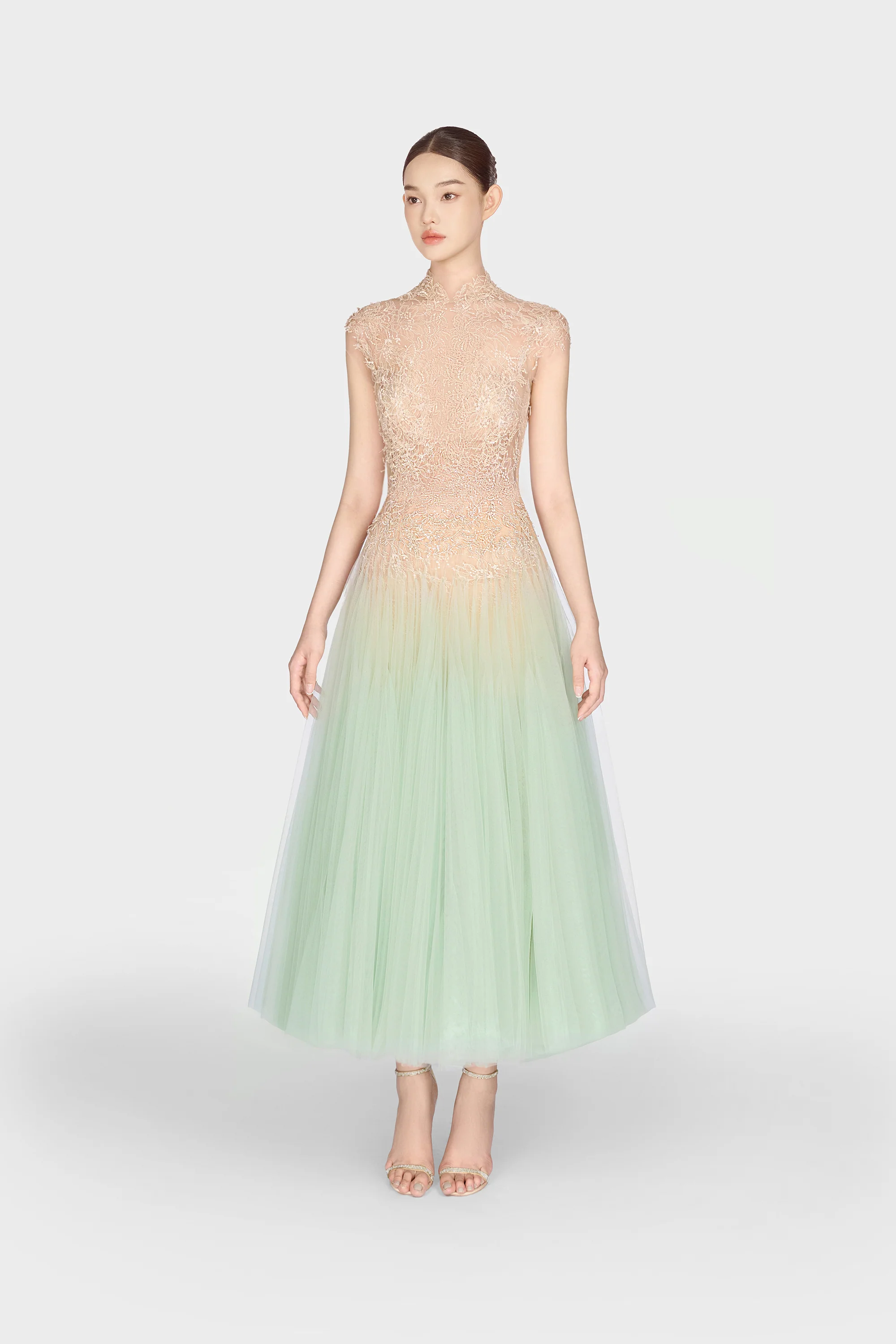Montsand Mint Ombré Cut-Out Lace Dress