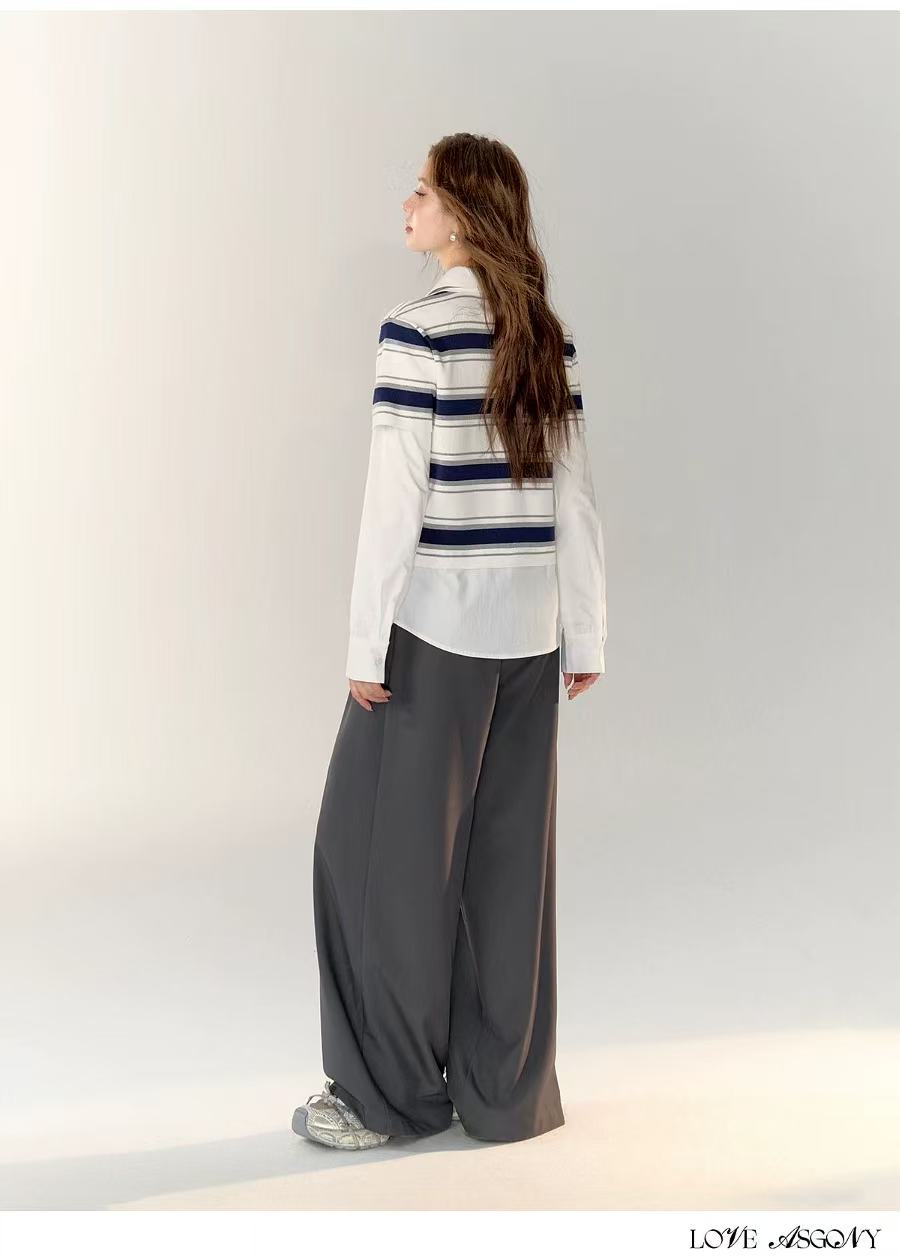 AsGony ASG24748 Fake two pieces long sleeved top