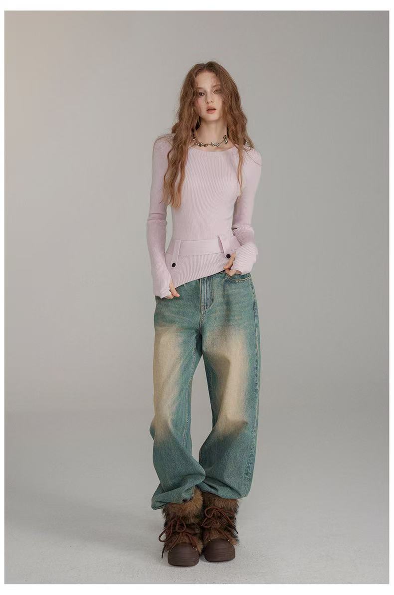 VIA PITTI V24DK285 Belt embellished woolen base top(2color)