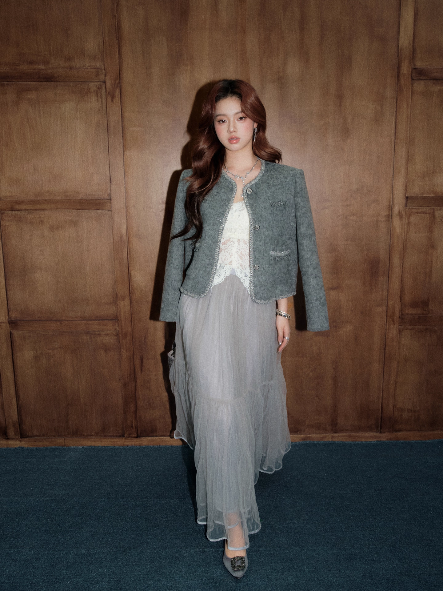 OLIVIA DUO DSY25398 Gray Bouclé Set(SEPERATE)