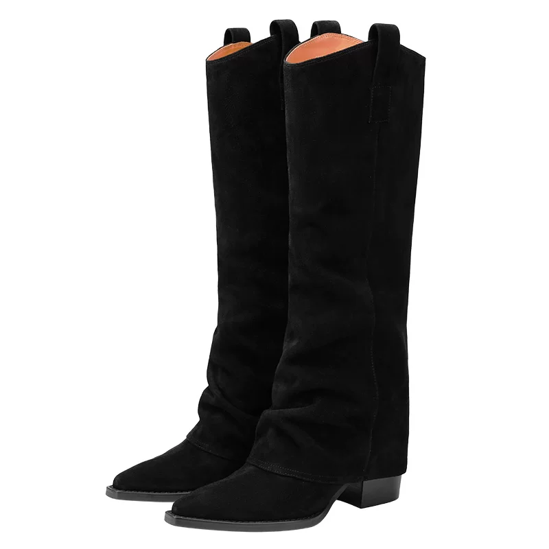 BREADTREE Slouchy Knee-High Pointed Toe Riding Boots