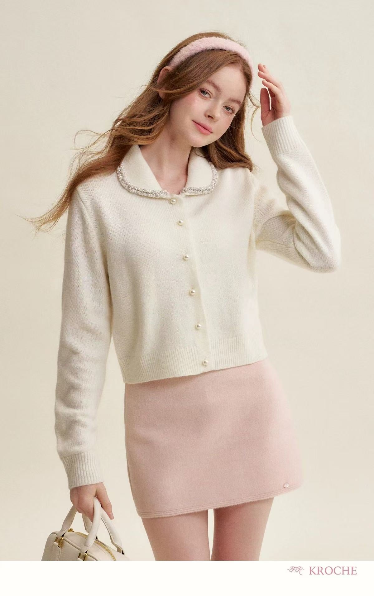 Kroche French pearl button cardigan