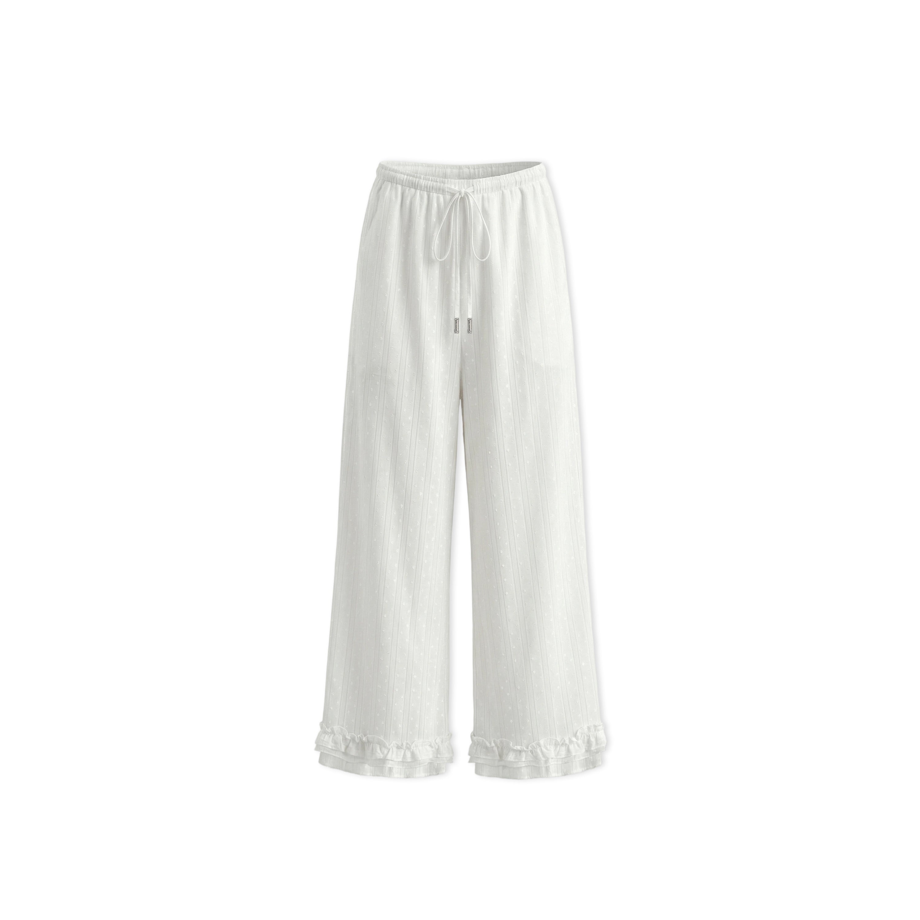 16DEWS 16D246066 Loose wide leg pants with ruffle edge splicing