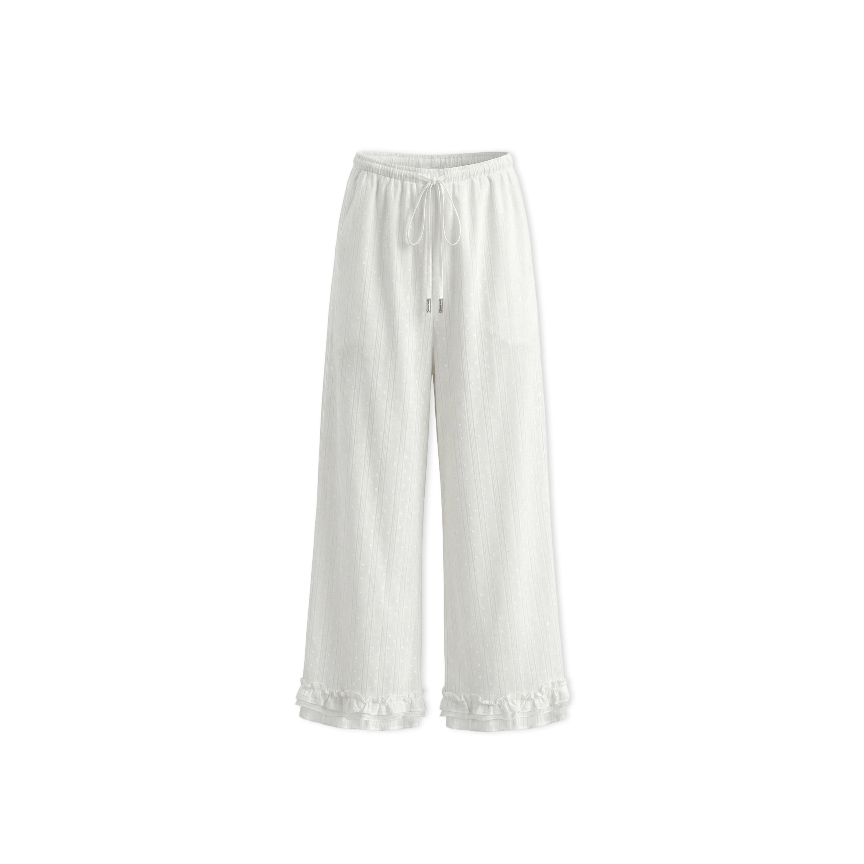 16DEWS 16D246066 Loose wide leg pants with ruffle edge splicing