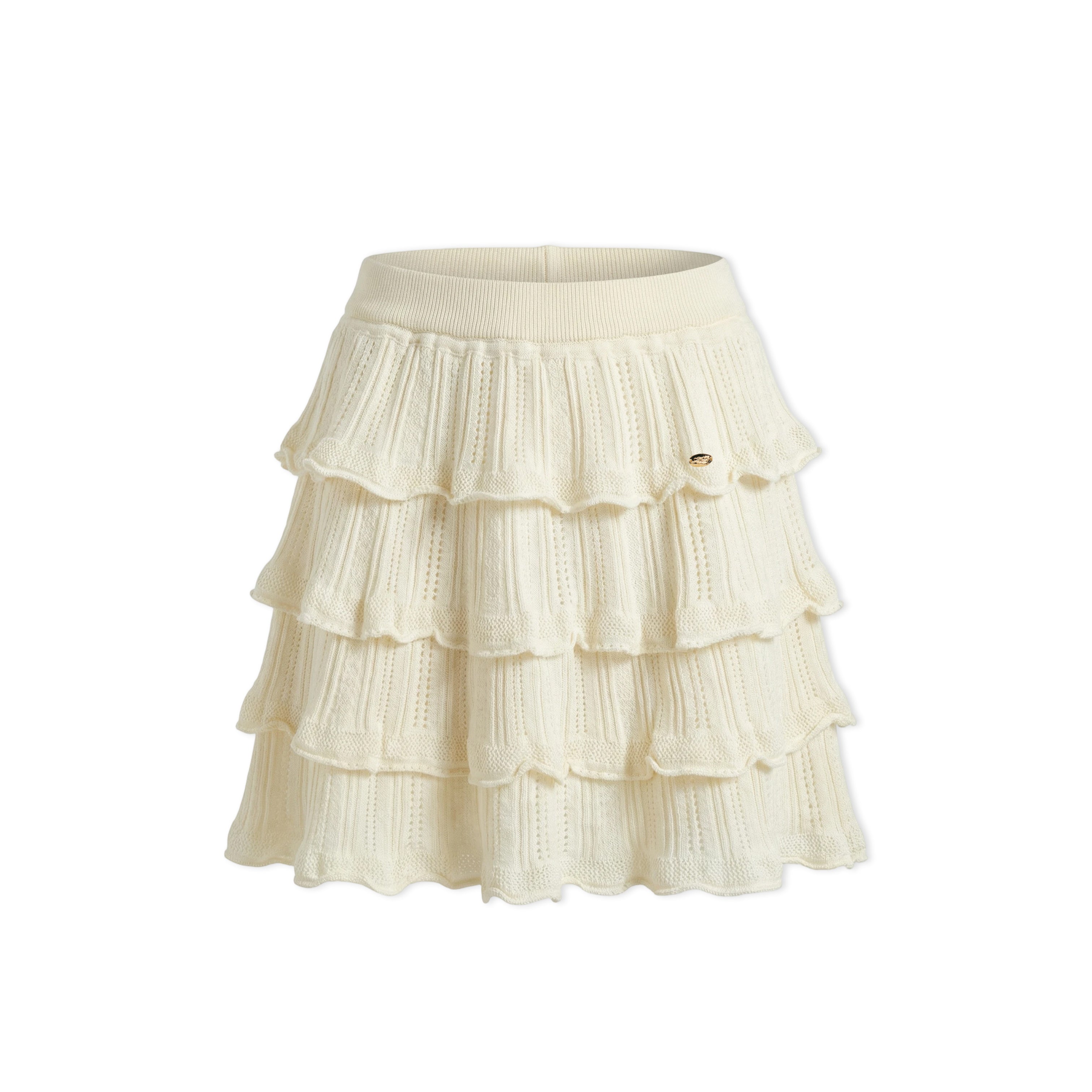 16DEWS 16D246057 Hollow out design high waisted lace cake skirt