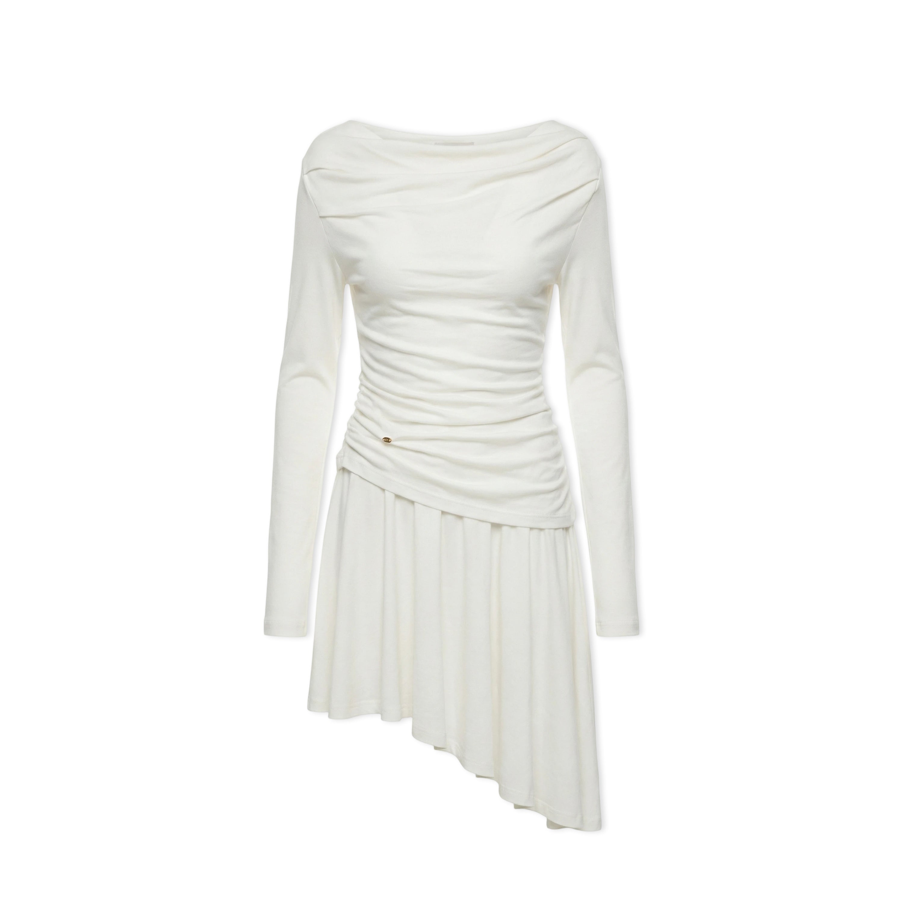 16DEWS 16D246071 Swing collar long sleeved waist cinching dress