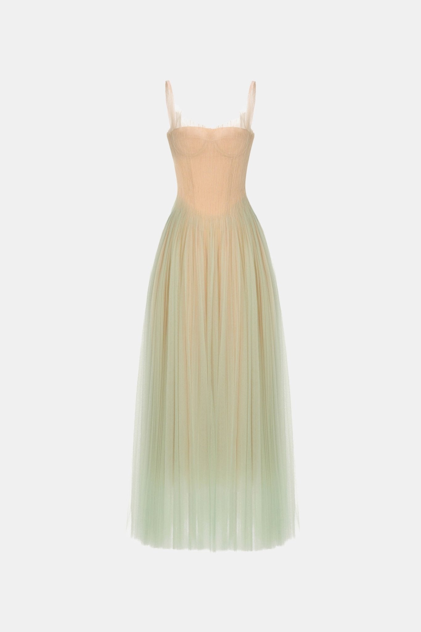 Montsand Mint Corset Tulle Maxi Dress