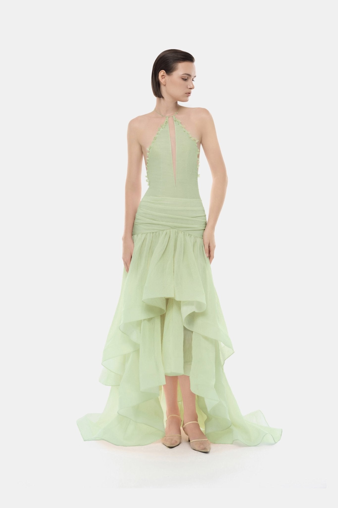 Montsand Mint Cut-out Halter Dress