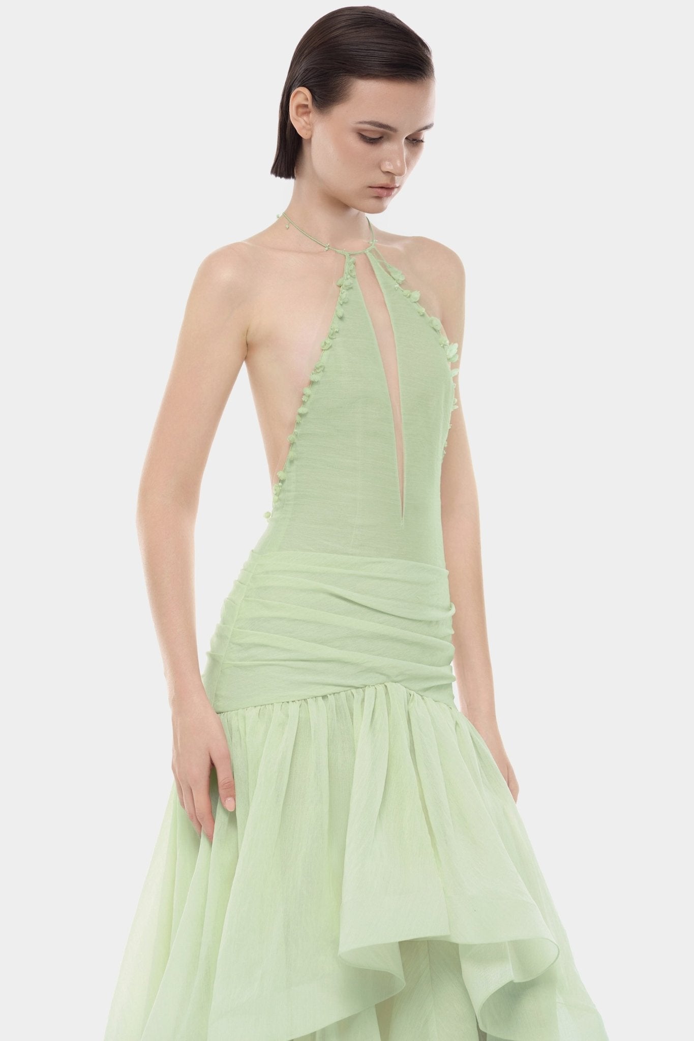 Montsand Mint Cut-out Halter Dress