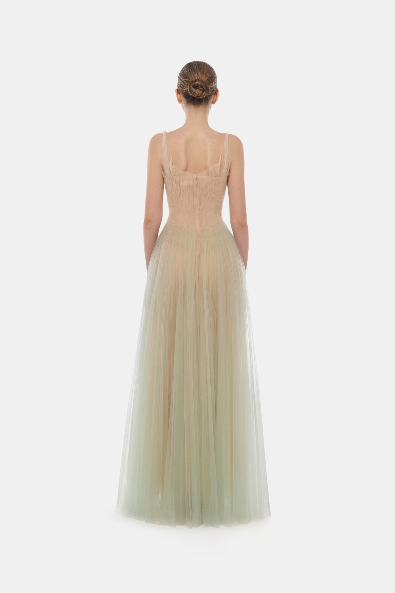 Montsand Mint Corset Tulle Maxi Dress
