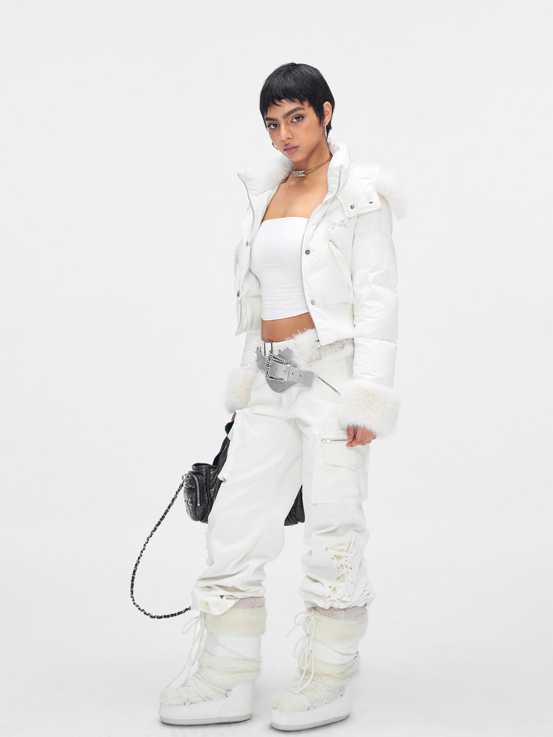 JYOSEI White fur collar down jacket