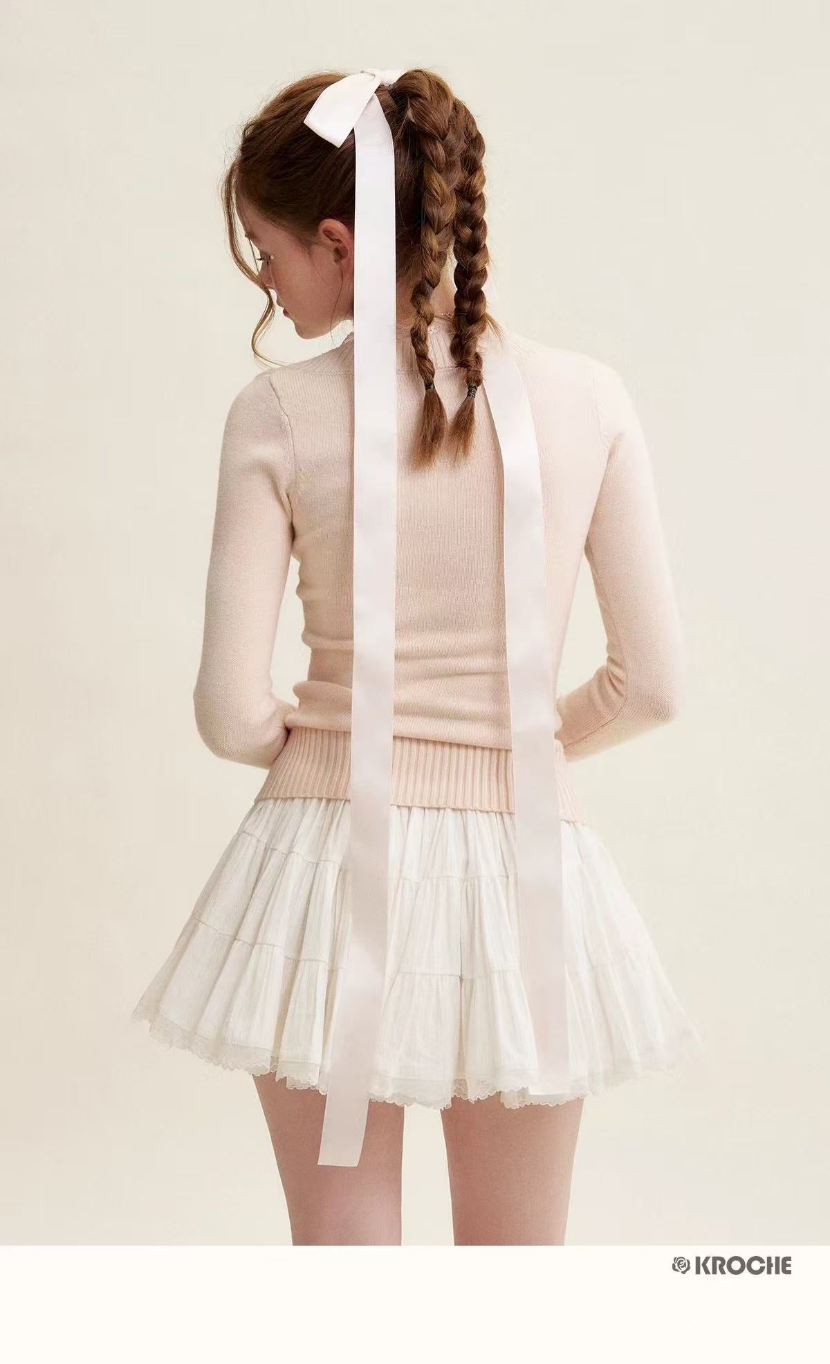 Kroche Peach pink tie up sweater