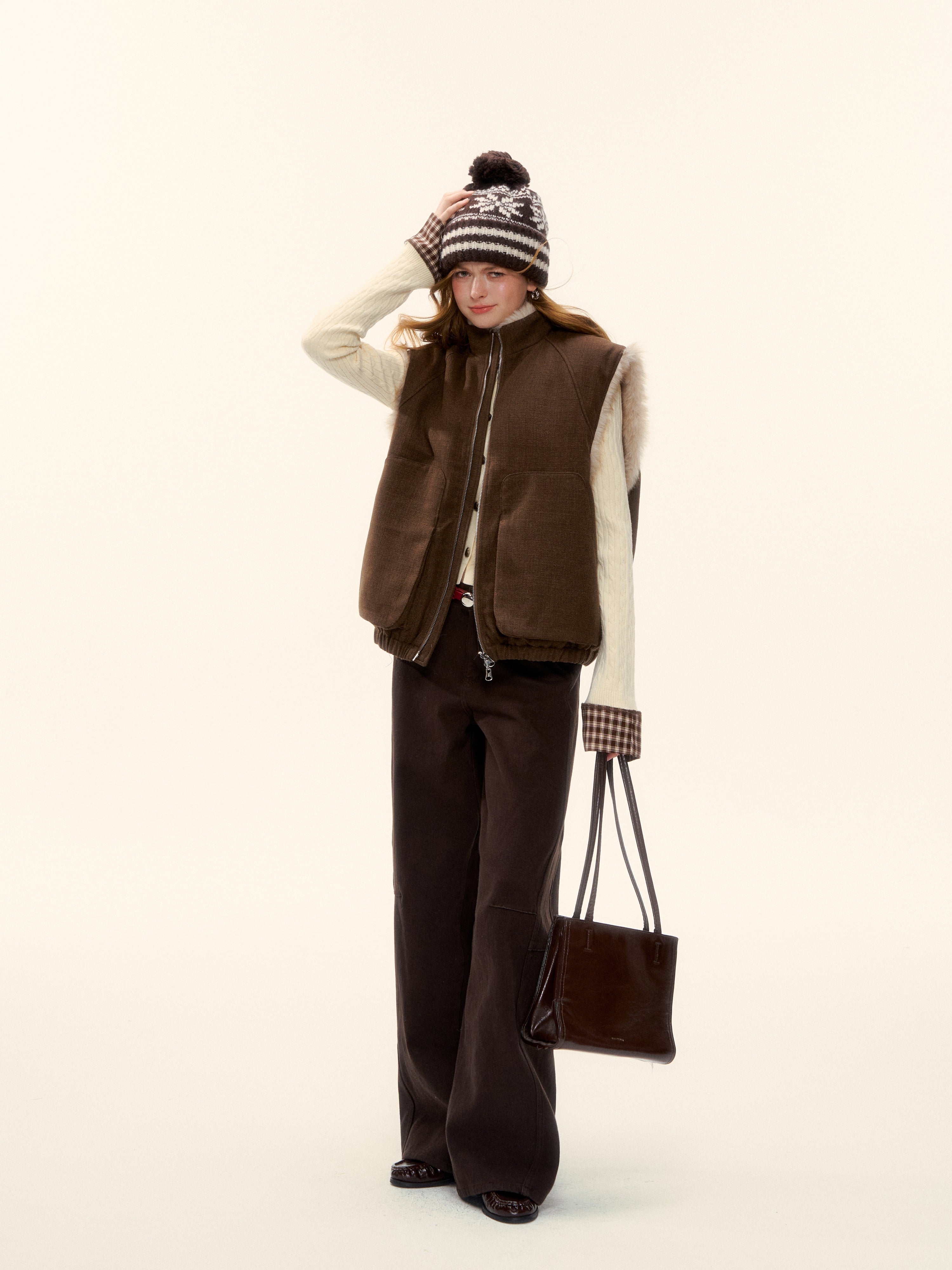AsGony ASG25591 Eco-friendly fur double-sided vest