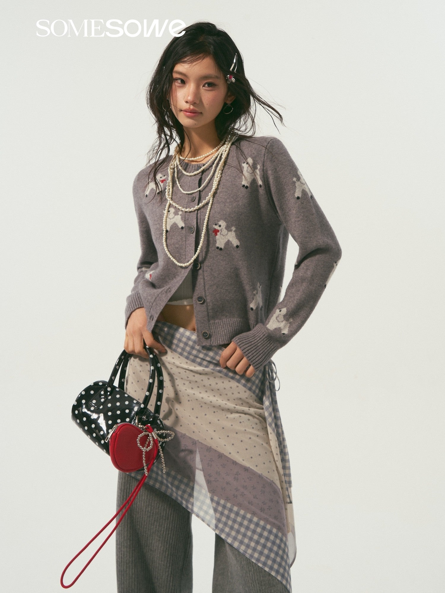 SOMESOWE S2609007&S2609014 Elastic corduroy straight-fit casual pants + skirt panel