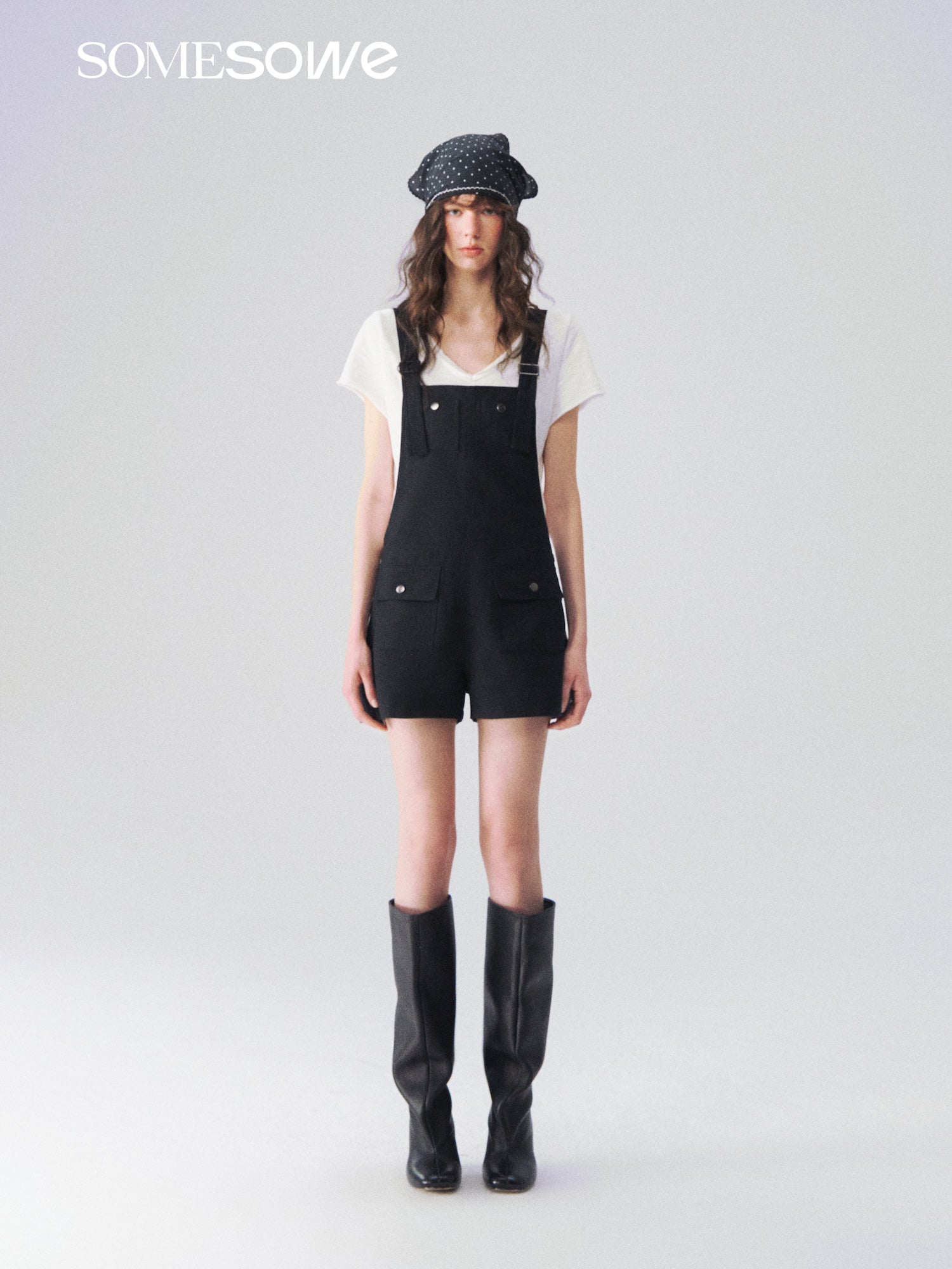 SOMESOWE S2609089 Linen workwear overall shorts