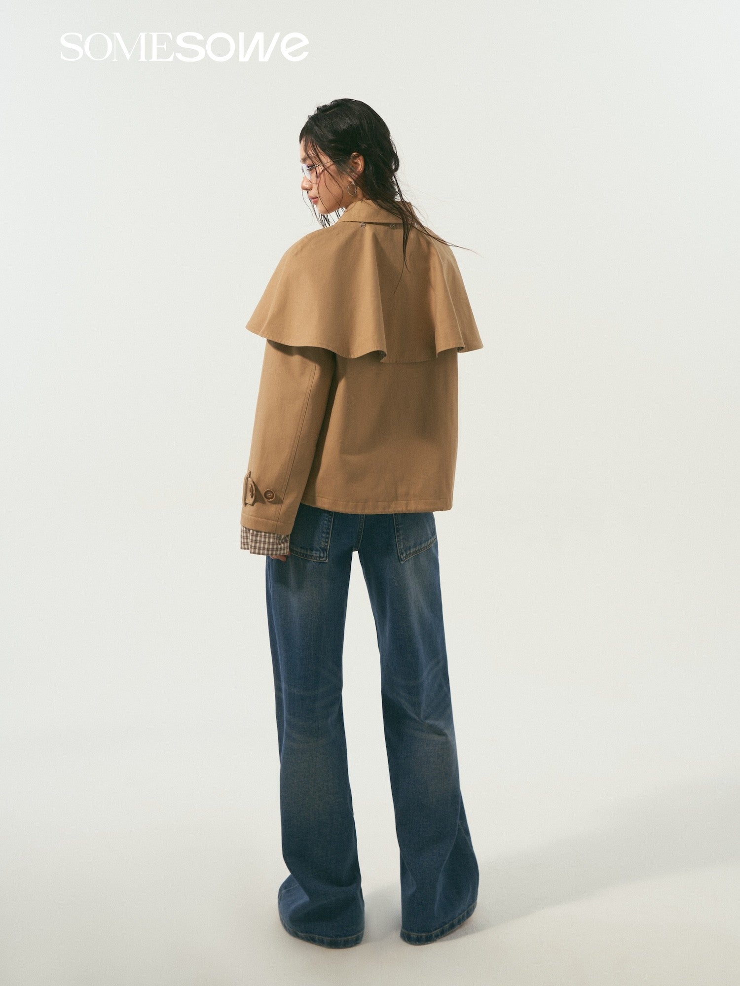 SOMESOWE S2508339 Detachable cape clip cotton jacket