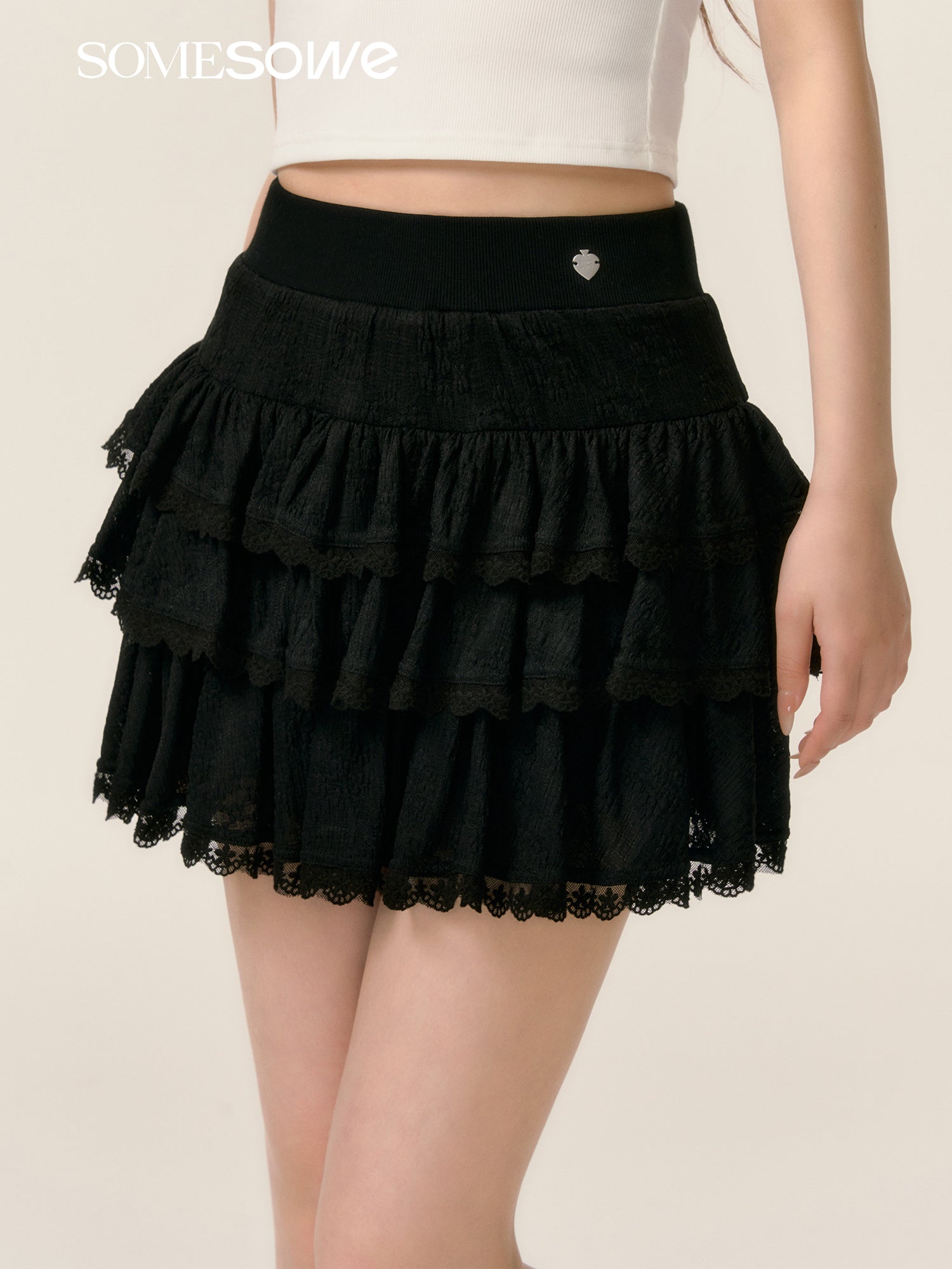 SOMESOWE S2508021 Lace lace fluffy skirt(2color)