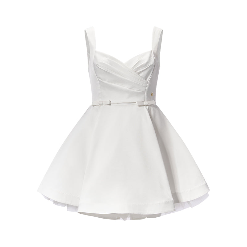 SHEERLUCK SLLYQ25205 Waist tied fluffy camisole dress (2color)