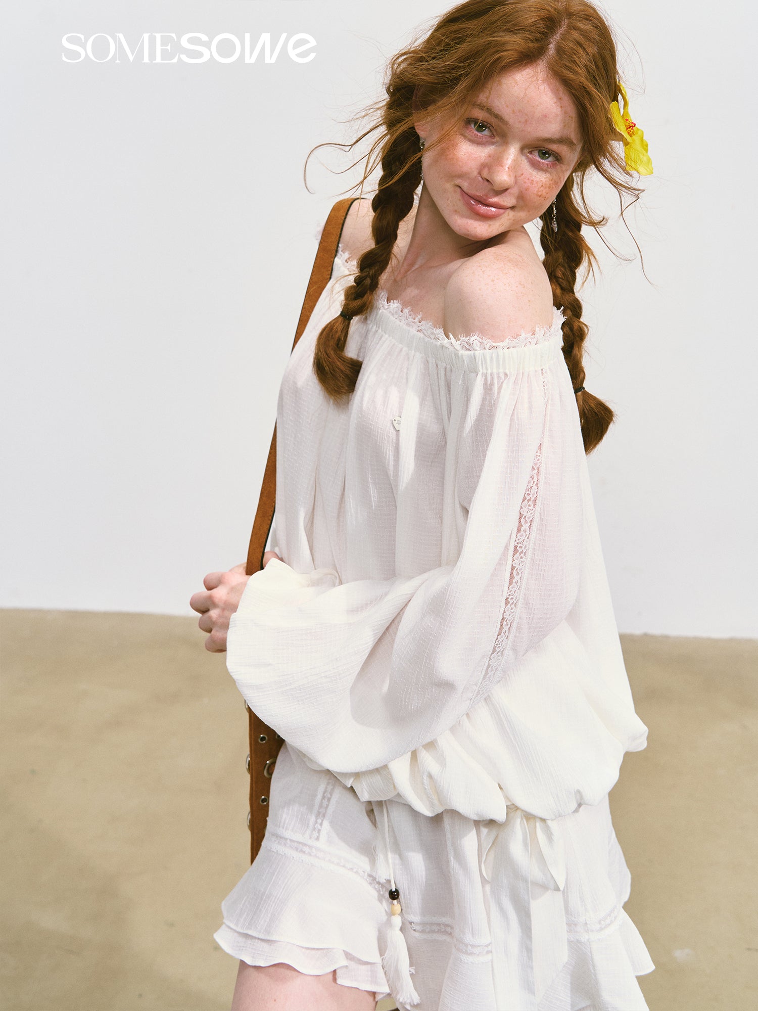 SOMESOWE S2508082&S2508097 Lace patchwork top + skort set (seperate)