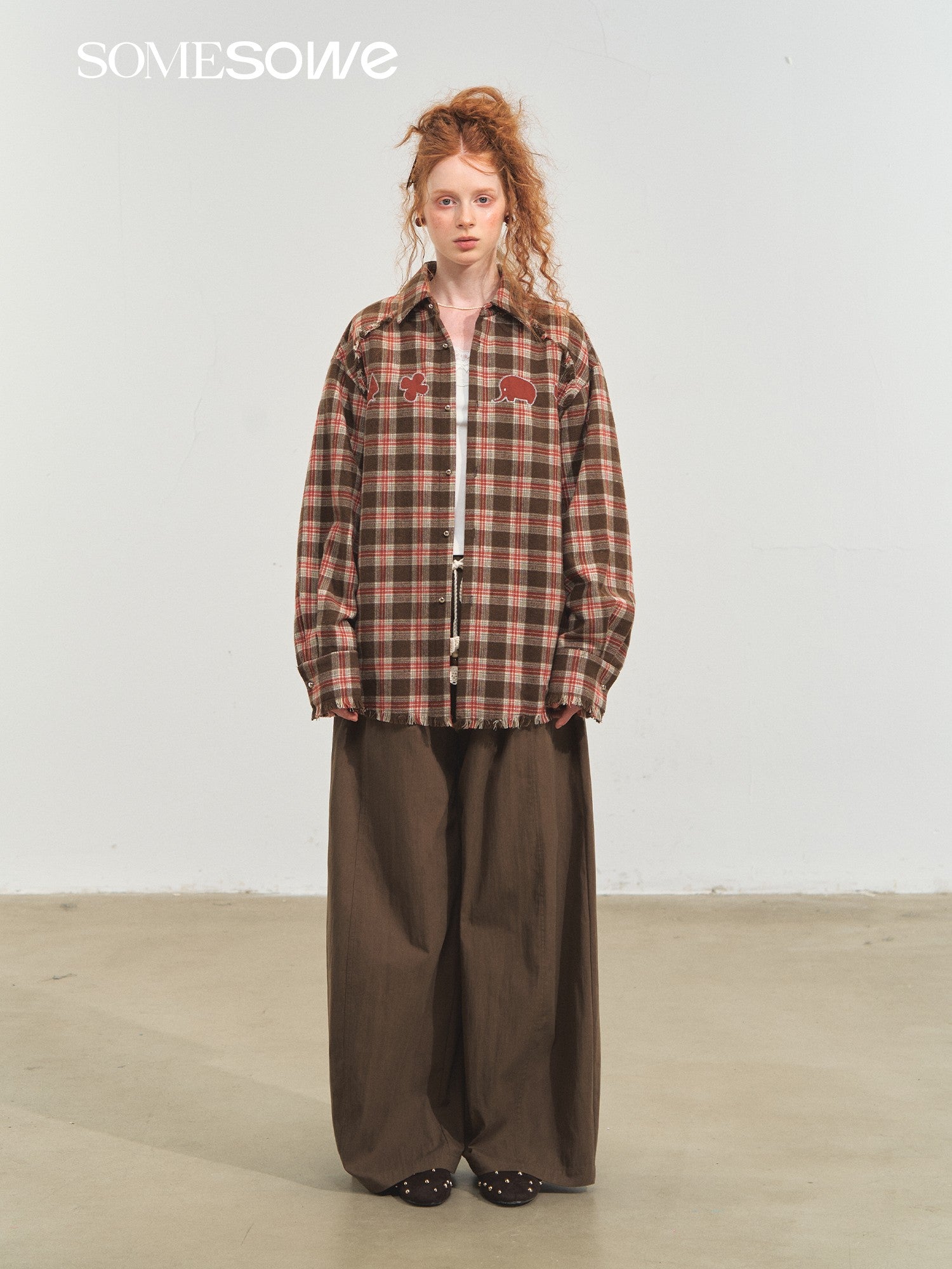 SOMESOWE S2508205 Fun fringe plaid shirt
